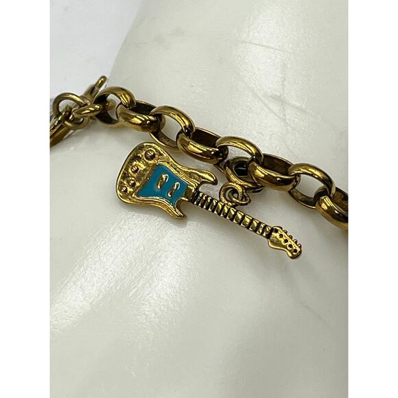 Juicy Couture Authentic Guitar Megaphone Heart Crystal Y2K Charm Bracelet - Picture 6 of 14